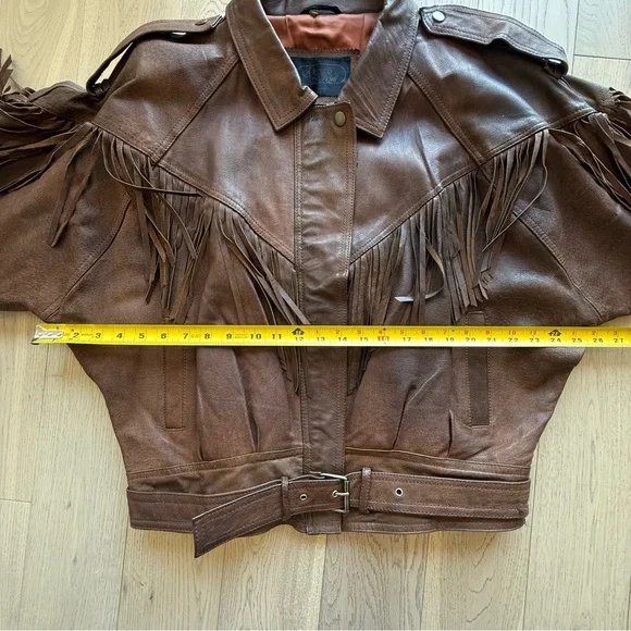 Vintage Brown Leather Fringe Jacket Size Medium - Picture 6 of 10